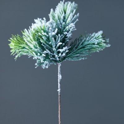 Ветка декоративная еловая заснеженная 28 см 50102
