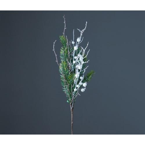 Ветка декоративная с белыми ягодами 70 см 50111
