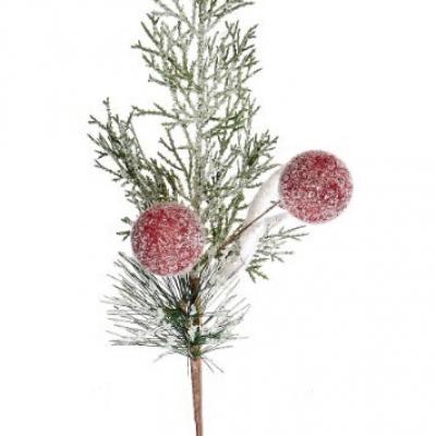 Ветка заснеженная с ягодами 40 см 50130