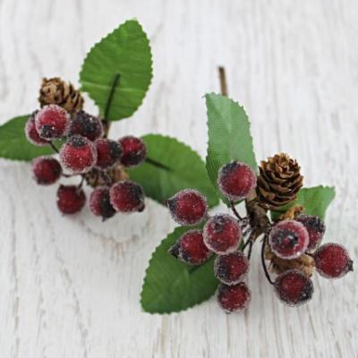 Веточка декоративная ягод с шишками бордовый 170591