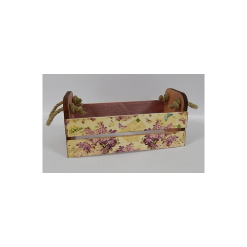 Ящик деревянный флористический с веревочными ручками (24.5*14.5*9 см) Сирень 23021