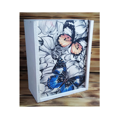 Ящик деревянный подарочный 20*14*18 см Бабочки 23071