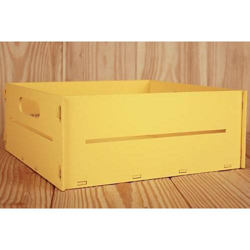 Ящик деревянный с ручками (23*23*9 см) желтый 151481
