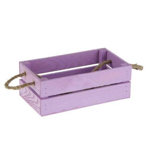 Ящик деревянный с веревочной ручкой (24.5*13*9) фиолетовый 230285