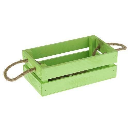Ящик деревянный с веревочной ручкой (24.5*13*9) зеленый 230283
