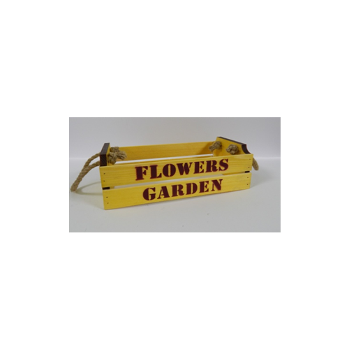 Ящик флористический из массива сосны с веревочными ручками (24,5*14,5*9 см) Flowers лимон 23019