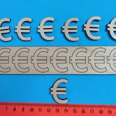 Заготовка из фанеры 'Знак евро' 3 см (14 шт)