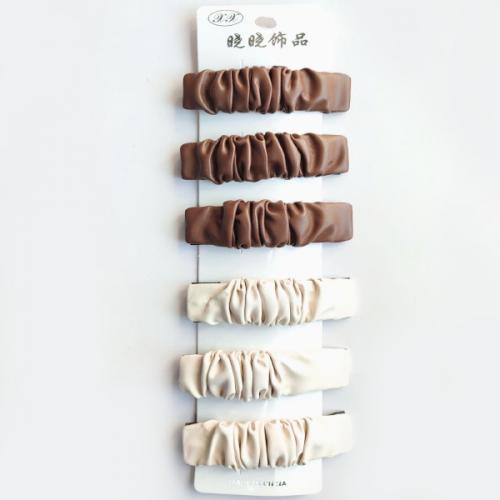 Зажим для волос в коричневых оттенках (Цена за штуку) Кожа 16278