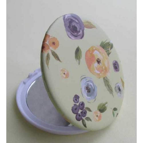 Зеркало компактное круглое Цветы с туфлями на белом (7 см) 32196