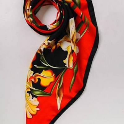 Женский шейный платок шелковый с рисунком (70*70 см) 68097